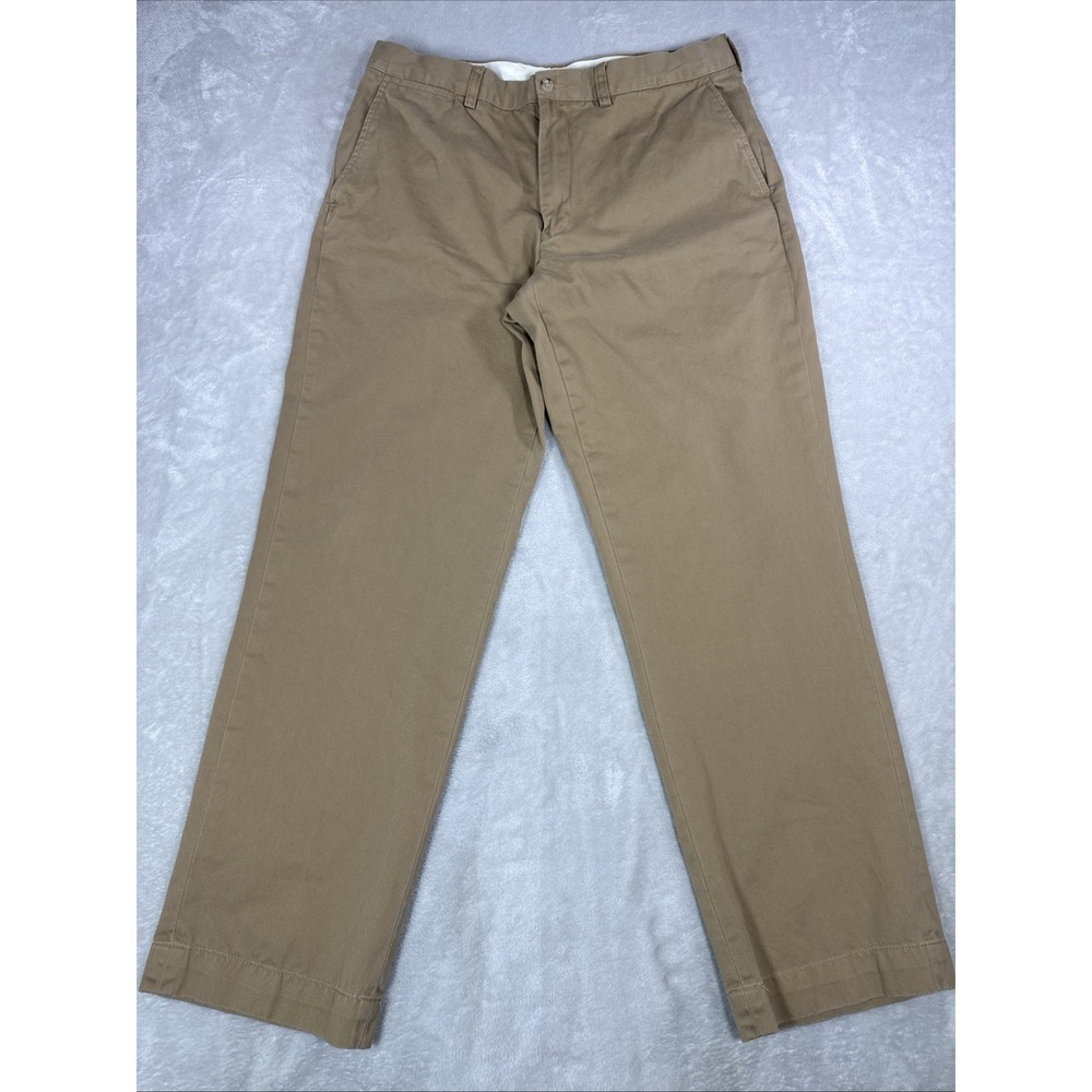 Vintage Polo Ralph Lauren Preston Light Brown Pants Mens 36X32 Flat Front Chinos